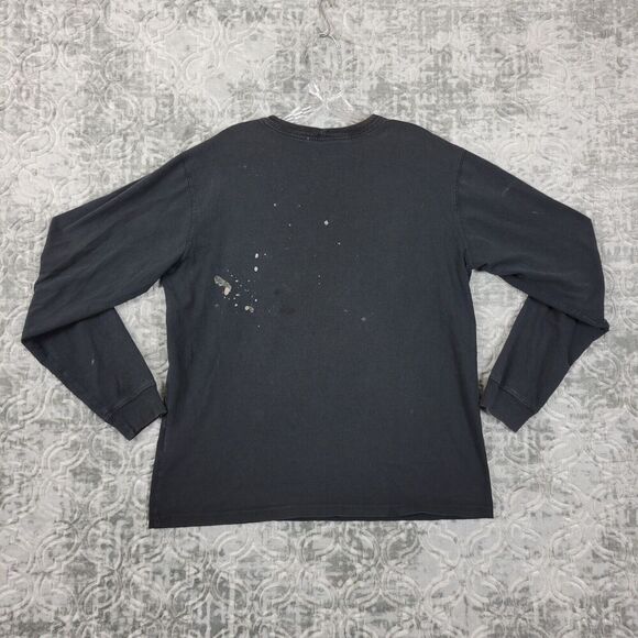 Carhartt T-Shirt Men's Medium Black Long Sleeve Flag Relaxed Fit Made in USA - Picture 9 of 13